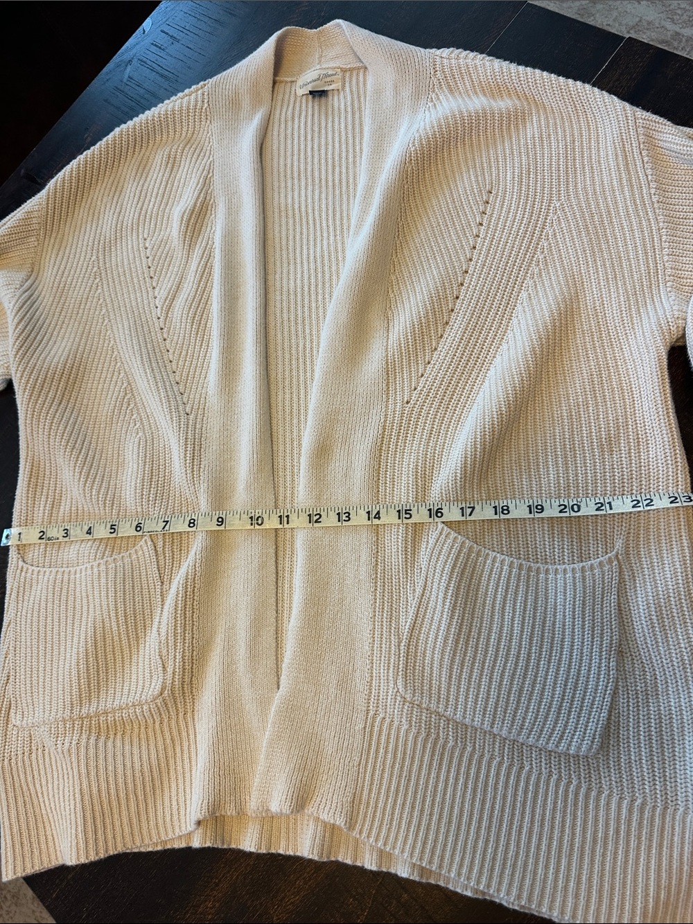 Universal Thread Cream Open-Front Ribbed Cardigan - Picture 2 of 4